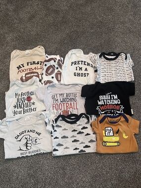 Baby Boys Mixed Graphic Bodysuit Bundle - Football, Ghost, Construction